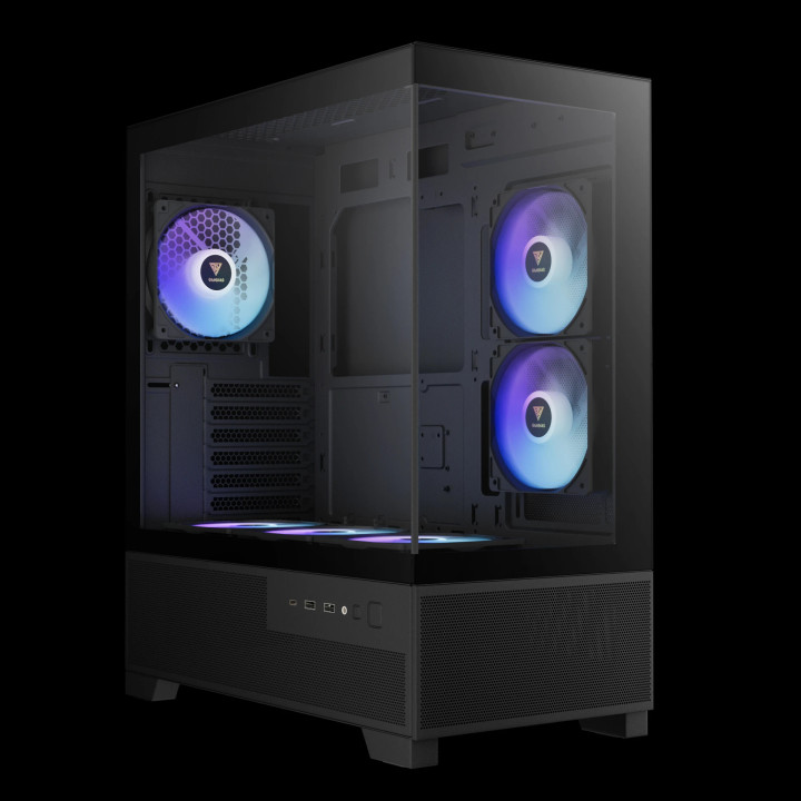 Кутия за компютър Gamdias AURA GC12 ARGB BLACK, mATX, 6 x 120 mm A-RGB, USB-C, Tempered Glass - GAMDIAS-AURA-GC12-ARGB-BK