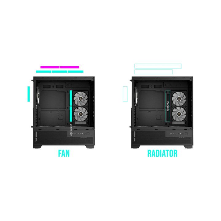 Кутия за компютър Gamdias AURA GC12 ARGB BLACK, mATX, 6 x 120 mm A-RGB, USB-C, Tempered Glass - GAMDIAS-AURA-GC12-ARGB-BK