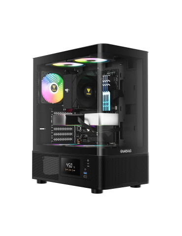Кутия за компютър Gamdias ATLAS E2, ATX, 3 x 120 mm A-RGB, Digital Display, Curved Glass - GAMDIAS-ATLAS-E2-CG
