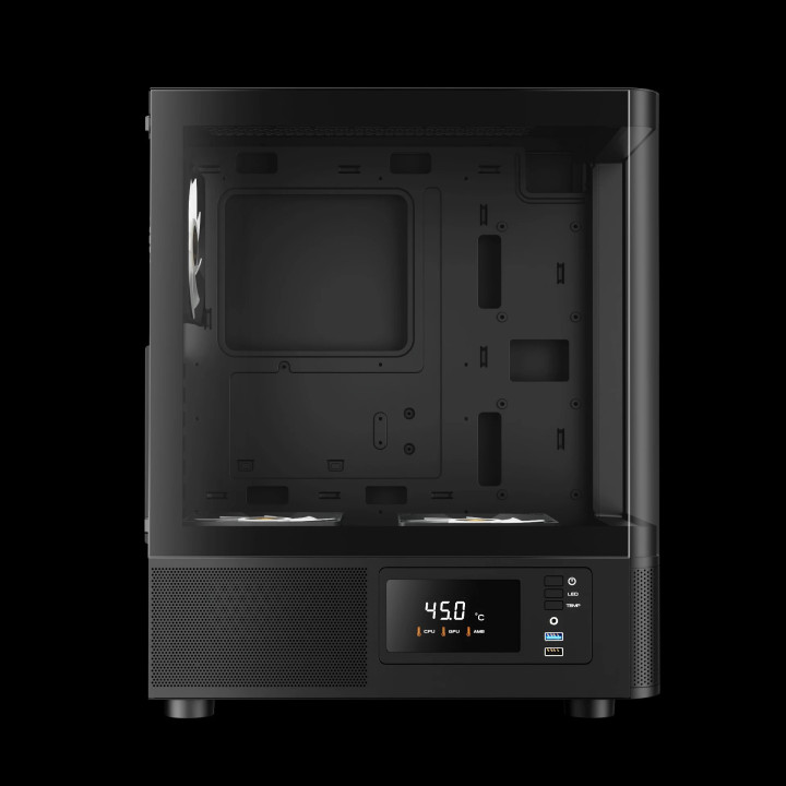 Кутия за компютър Gamdias ATLAS E2, ATX, 3 x 120 mm A-RGB, Digital Display, Curved Glass - GAMDIAS-ATLAS-E2-CG
