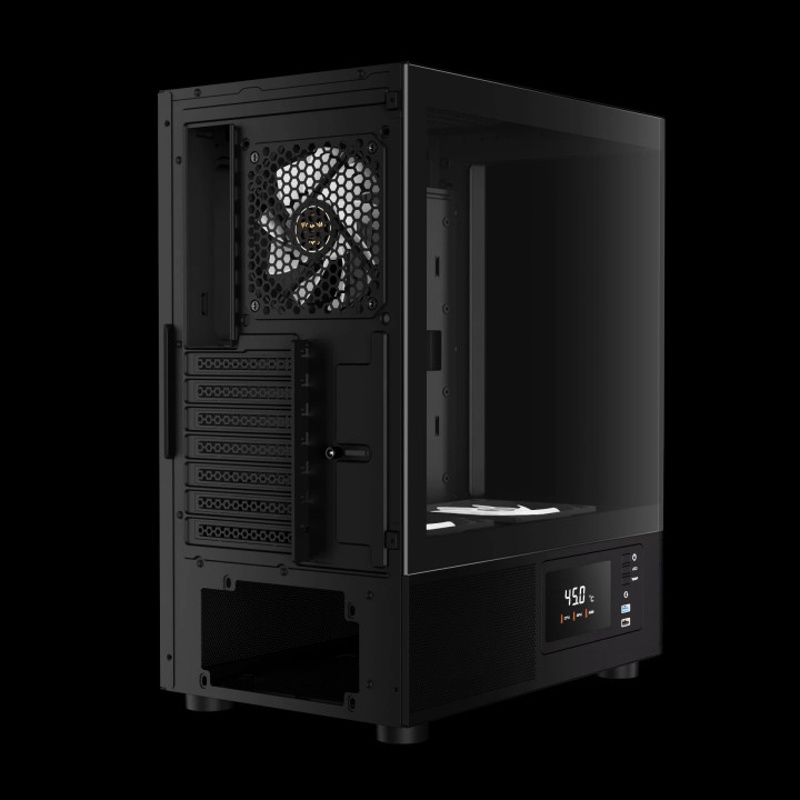 Кутия за компютър Gamdias ATLAS E2, ATX, 3 x 120 mm A-RGB, Digital Display, Curved Glass - GAMDIAS-ATLAS-E2-CG