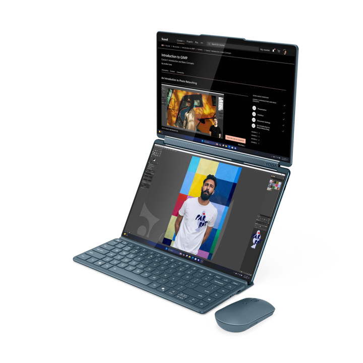 Лаптоп Lenovo Yoga Book 9 14, Intel Core Ultra 7 255H, 14" 2.8K (2880x1800) 120Hz OLED, 32GB RAM, 1TB SSD, Win 11 Home - 83KJ0019RM