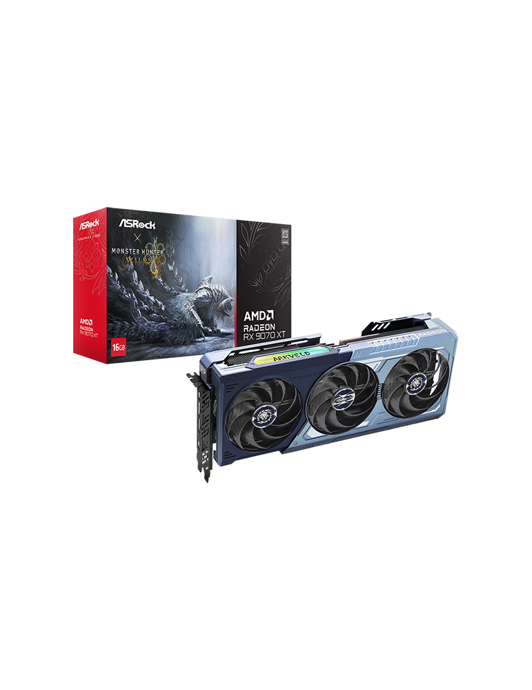 Видео карта AsRock AMD Radeon RX 9070 XT Monster Hunter 16GB GDDR6 256bit - 90-GA6FZZ-00UANZ