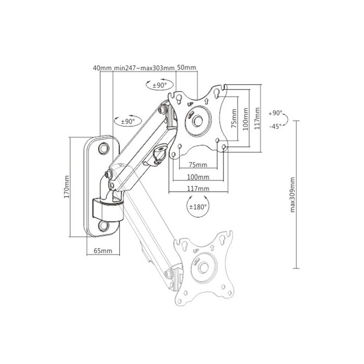 Стойка за монитор за стена Gembird WALL Mount Monitor - MA-WA1-01