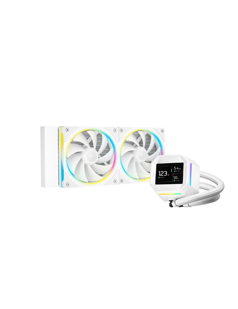 Водно охлаждане за процесор DeepCool LM240 WH - 2.4 inch IPS Display, Addressable RGB - R-LM240-WHDMMC-1