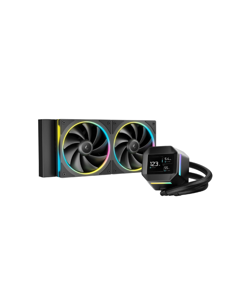 Водно охлаждане за процесор DeepCool LM240, 2.4 inch IPS Display, Addressable RGB - R-LM240-BKDMMC-1