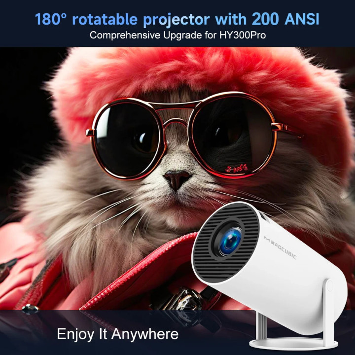 Преносим мултимедиен проектор MagCubic Portable Multimedia Projector HY300 Pro - 4K, Android 11, Wi-Fi, Bluetooth 5.0 - MAGCUBIC-HY300-PRO