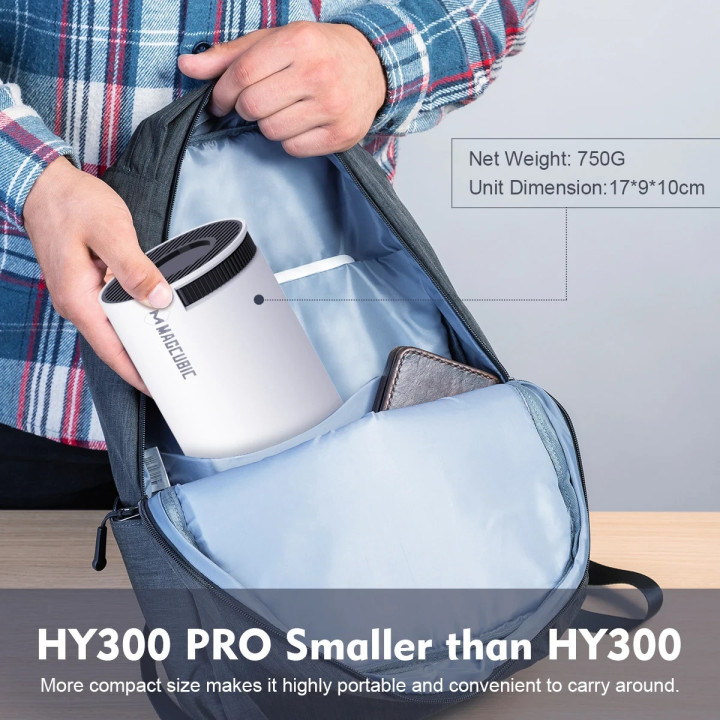 Преносим мултимедиен проектор MagCubic Portable Multimedia Projector HY300 Pro - 4K, Android 11, Wi-Fi, Bluetooth 5.0 - MAGCUBIC-HY300-PRO