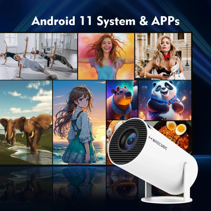 Преносим мултимедиен проектор MagCubic Portable Multimedia Projector HY300 Pro - 4K, Android 11, Wi-Fi, Bluetooth 5.0 - MAGCUBIC-HY300-PRO