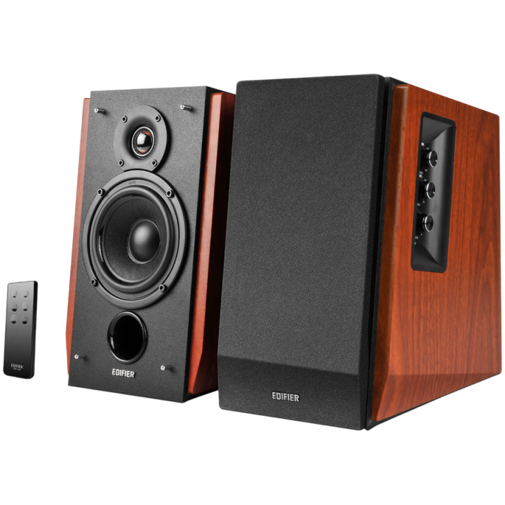 Bluetooth колони Edifier R1700BT 2.0 Bookshelf Speakers, BT V5.1, RCA, 0.75-inch Tweeters, 4-inch Drivers, 66W (RMS), Control Knobs and Remote Control, Brown - R1700BT-BR