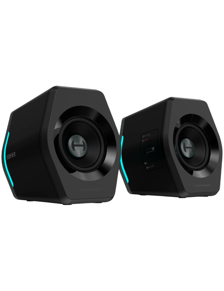 Bluetooth колони Edifier G2000 2.0 Audio System, BT V5.1, USB, AUX, 2.75-inch Drivers, RGB Lighting, 16W (RMS), Black - G2000-BL