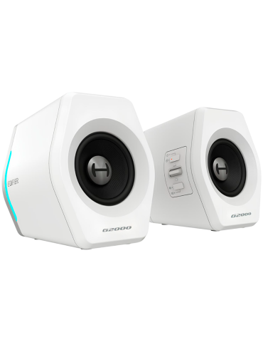 Bluetooth колони Edifier G2000 2.0 Audio System, BT V5.1, USB, AUX, 2.75-inch Drivers, RGB Lighting, 16W (RMS), White - G2000-WH