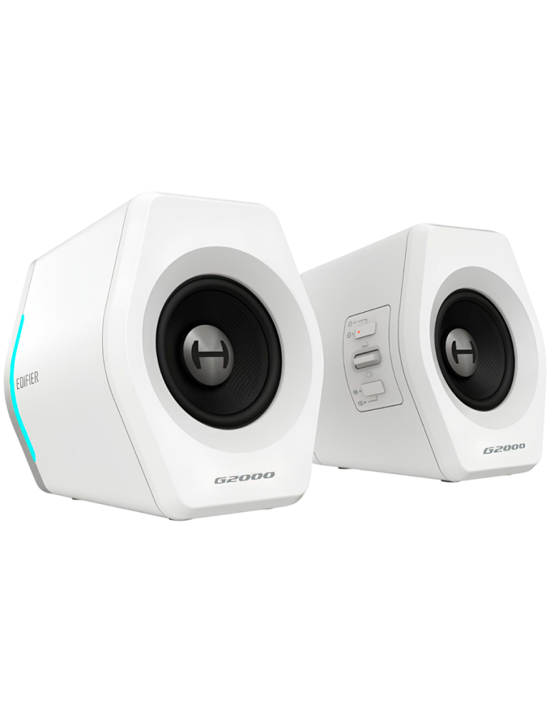 Bluetooth колони Edifier G2000 2.0 Audio System, BT V5.1, USB, AUX, 2.75-inch Drivers, RGB Lighting, 16W (RMS), White - G2000-WH