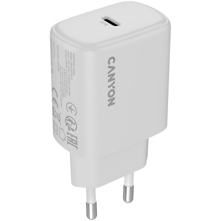 Зарядно CanyonOnCharge 200 20W 1xPD EU White - CNE-CHA200-01
