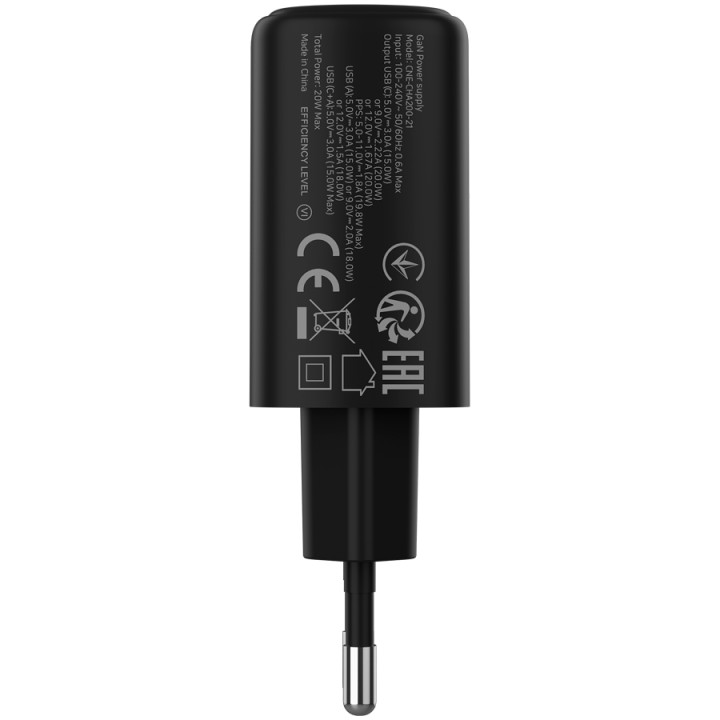 Зарядно CanyonOnCharge 200 20W 1xPD 1xQC EU Black - CNE-CHA200-31