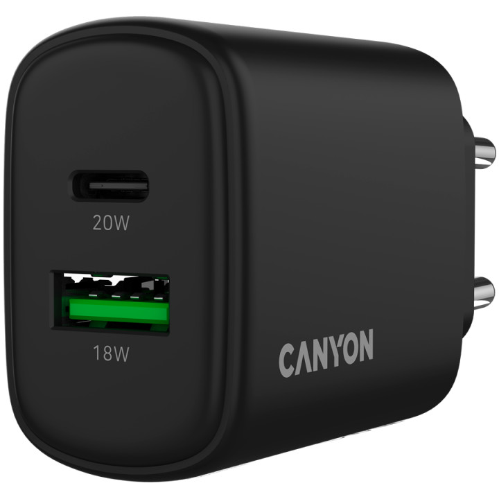 Зарядно CanyonOnCharge 200 20W 1xPD 1xQC EU Black - CNE-CHA200-31