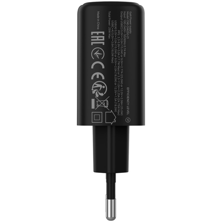 Зарядно CanyonOnCharge 250 25W 1xPD 1xQC EU Black - CNE-CHA250-31
