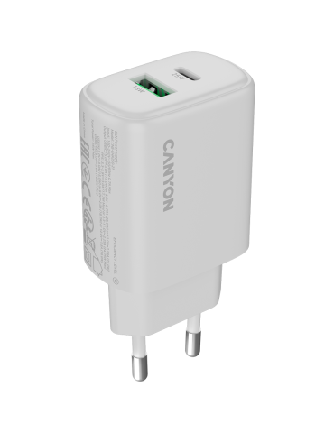 Зарядно CanyonOnCharge 250 25W 1xPD 1xQC EU White - CNE-CHA250-21