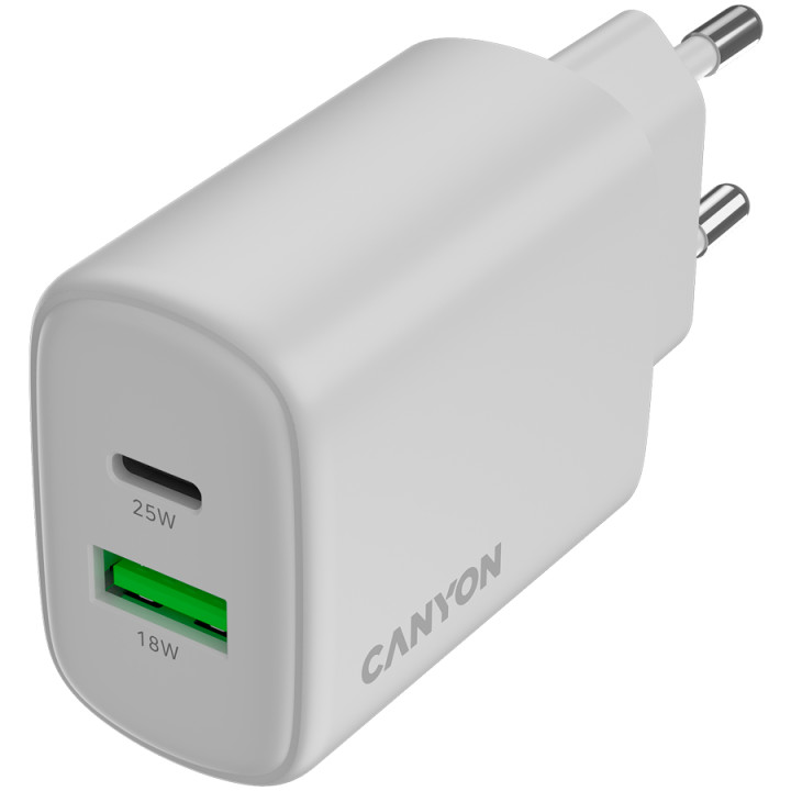 Зарядно CanyonOnCharge 250 25W 1xPD 1xQC EU White - CNE-CHA250-21