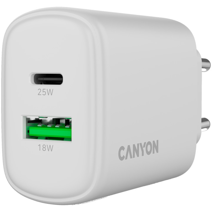 Зарядно CanyonOnCharge 250 25W 1xPD 1xQC EU White - CNE-CHA250-21