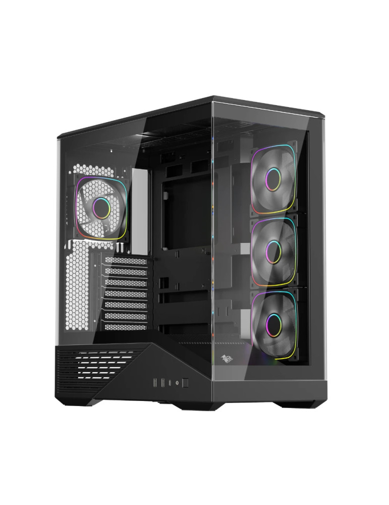 Кутия за компютър 1stPlayer GM7 Black, ATX, 4 x 120 mm A-RGB fans included, USB-C - GM7-BK-3FN7R-1FN7