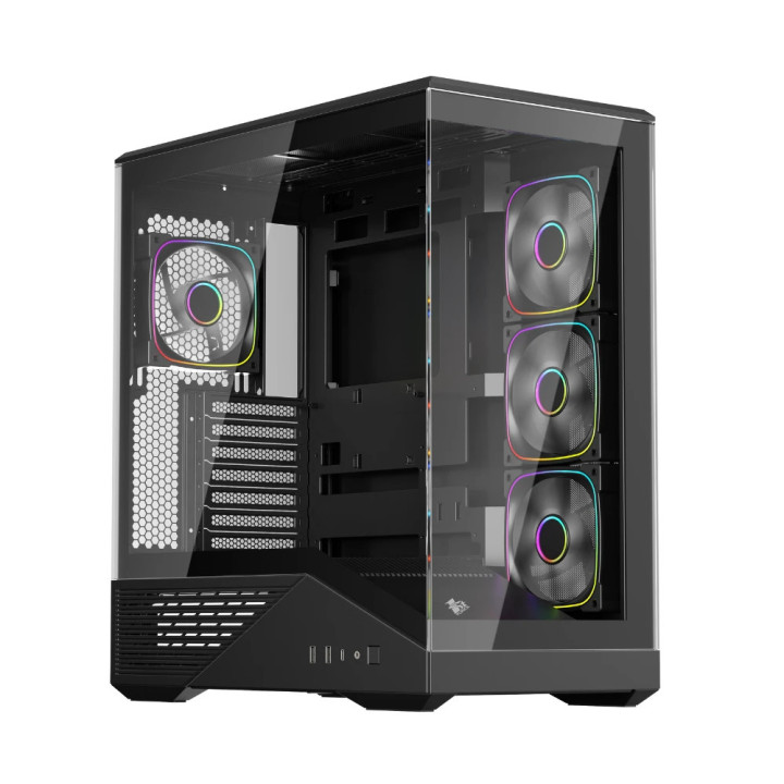 Кутия за компютър 1stPlayer GM7 Black, ATX, 4 x 120 mm A-RGB fans included, USB-C - GM7-BK-3FN7R-1FN7