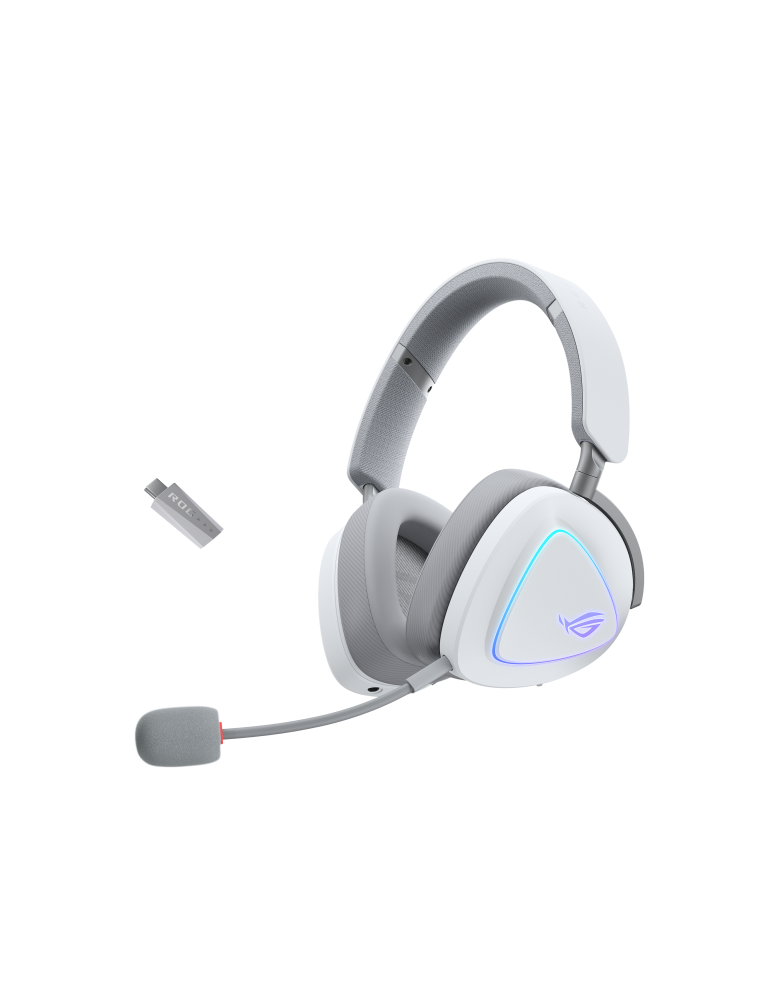 Безжични геймърски слушалки Asus ROG Delta II White - USB-C, Aura Sync RGB - 90YH03W0-BHUA10