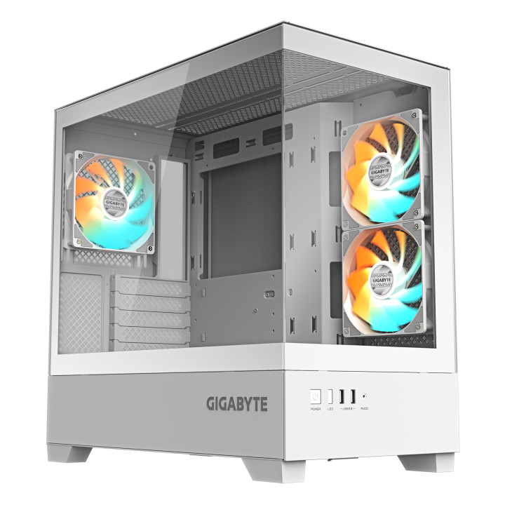 Кутия за компютър Gigabyte C201 PANORAMIC ICE, 3бр ARGB Вентилатора - GB-C201PI