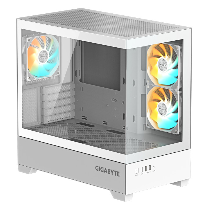 Кутия за компютър Gigabyte C201 PANORAMIC ICE, 3бр ARGB Вентилатора - GB-C201PI