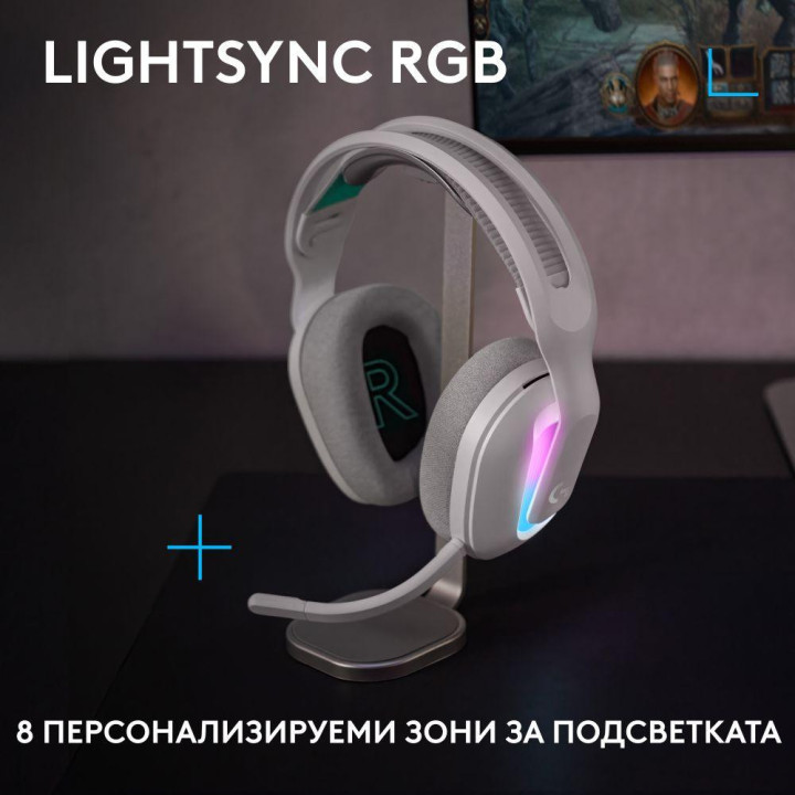 Безжични геймърски слушалки Logitech G522 Lightspeed Wireless RGB, Микрофон, Бели - 981-001550