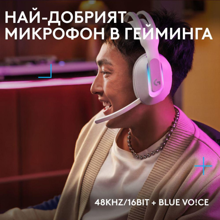 Безжични геймърски слушалки Logitech G522 Lightspeed Wireless RGB, Микрофон, Бели - 981-001550