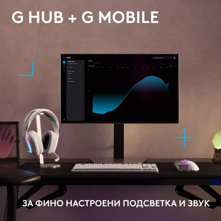 Безжични геймърски слушалки Logitech G522 Lightspeed Wireless RGB, Микрофон, Бели - 981-001550