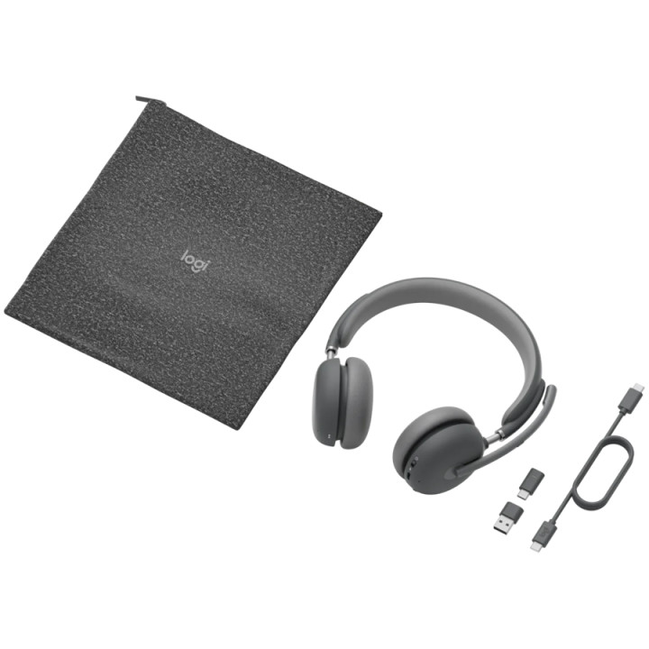 Bluetooth слушалки Logitech Zone Wireless 2 Headset Teams (native Bluetooth), Graphite, TEAMS, EMEA-914 - 981-001436