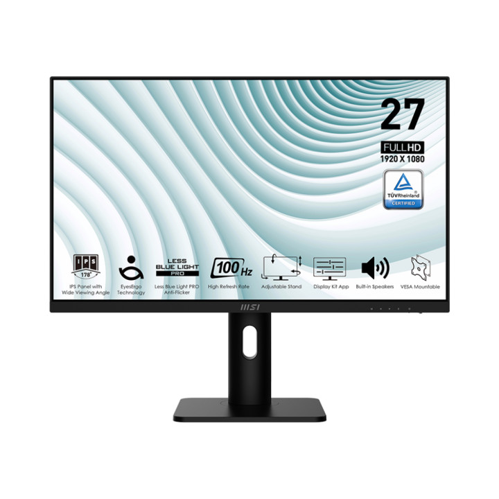 Монитор MSI 27 PRO MP273AP, 27" 1920 x 1080, FHD IPS Anti-glare, 1ms (MPRT) 4ms (GTG), 100Hz, Video ports: DP (1.2a), HDMI (1.4b), D-Sub (VGA),Audio Ports: Line-in - 9S6-3PB49H-232