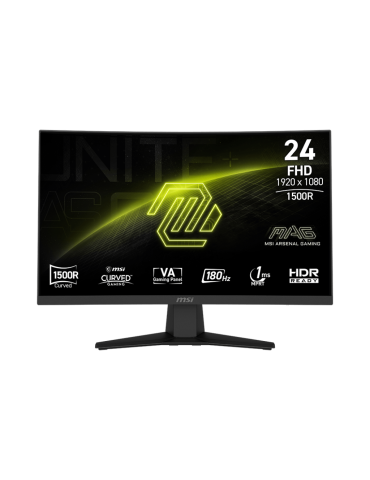 Монитор MSI MAG 244C, 23.6”, 1920 x 1080, VA FHD Anti-glare, 1ms(MPRT), 180Hz, Adaptive-Sync, HDMI 2.0b (FHD@180Hz), DP 1.2a (HBR2), Headphone-out - 9S6-3BB31H-027