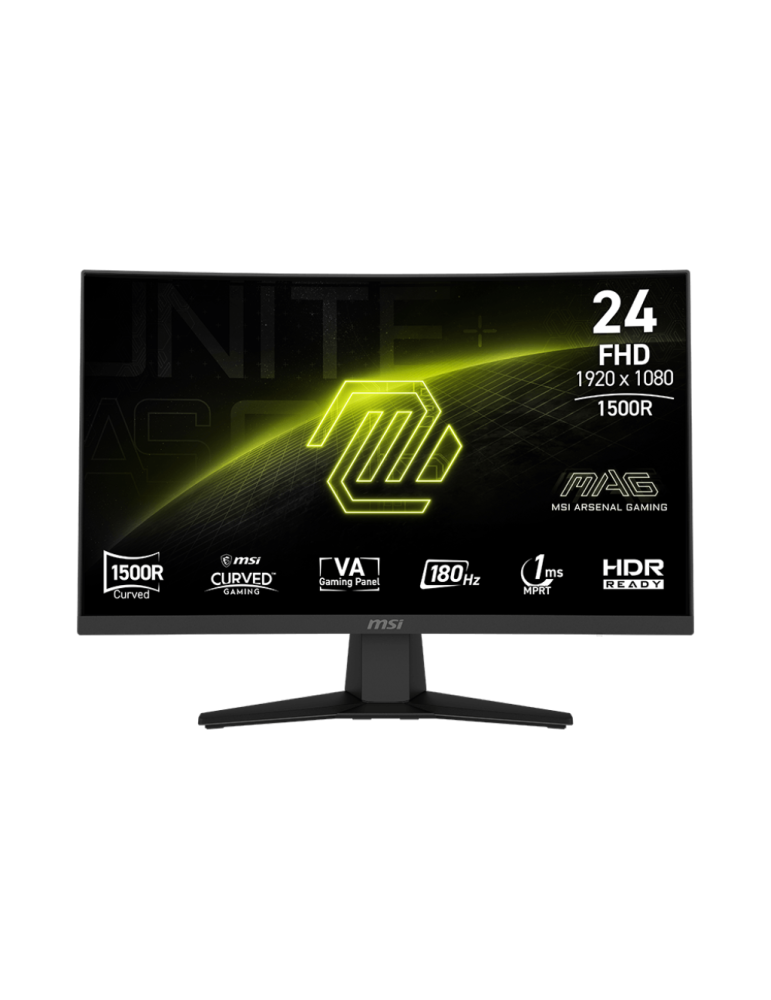 Монитор MSI MAG 244C, 23.6”, 1920 x 1080, VA FHD Anti-glare, 1ms(MPRT), 180Hz, Adaptive-Sync, HDMI 2.0b (FHD@180Hz), DP 1.2a (HBR2), Headphone-out - 9S6-3BB31H-027