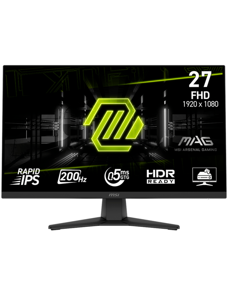 Монитор MSI MAG 272F, 27" 200Hz, FHD (1920x1080) 16:9, Rapid IPS, 0.5ms, 300nits, 1000:1, 178/178, AMD FreeSync Premium, Tilt, DP, 2x HDMI, Headphone-ou - MAG_272F