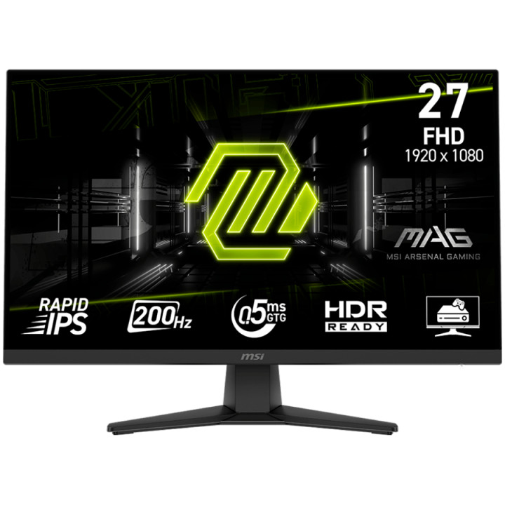 Монитор MSI MAG 272F, 27" 200Hz, FHD (1920x1080) 16:9, Rapid IPS, 0.5ms, 300nits, 1000:1, 178/178, AMD FreeSync Premium, Tilt, DP, 2x HDMI, Headphone-ou - MAG_272F