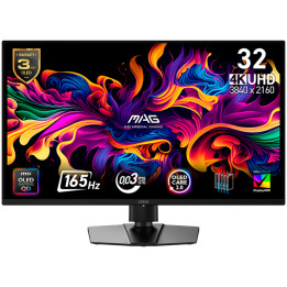Монитор MSI MAG 322UP QD-OLED E16, 31.5" 165Hz, UHD (3840x2160) 16:9, QD-OLED Anti-Reflection, 0.03ms, 250nits, 1500000:1, 178/178, G-SYNC Compatible, DisplayHDR True Black 400, Adjustable Stand, DP, 2x HDMI, 1xType-C, 1xHeadphone out, 3Y - MAG_322UP_QD-O