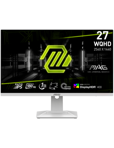 Монитор MSI MAG 274QRFW, 27" 180Hz, WQHD (2560x1440) 16:9, Rapid IPS Anti-glare, 1ms, 400nits, 1000:1, 178/178, AMD FreeSync, DisplayHDR 400, Adjustable Stand, DP, 2x HDMI, Headphone out, White - MAG_274QRFW