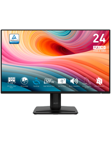 Монитор MSI PRO MP242A E2, 23.8" 120Hz, FHD (1920x1080) 16:9, IPS Anti-glare, 1ms/4ms, 300nits, 1500:1, 178/178, Adaptive-Sync, Tilt, Speakers, D-Sub(VGA), HDMI, DP, Headphone-out - PRO_MP242A_E2