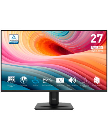 Монитор MSI PRO MP275 E2, 27" 120Hz, FHD (1920x1080) 16:9, IPS Anti-glare, 1ms/4ms, 300nits, 1500:1, 178/178, Adaptive-Sync, HDR Ready, Tilt, Speakers, DP, HDMI, D-Sub - PRO_MP275_E2