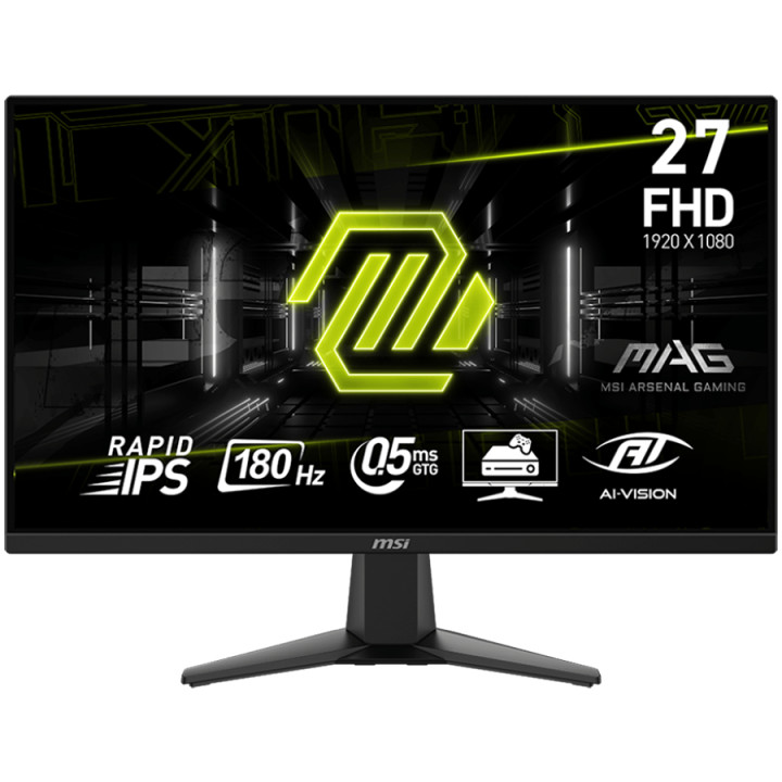 Монитор MSI MAG 275F, 27" 180Hz, FHD (1920x1080) 16:9, Rapid IPS, 0.5ms, 250nits, 1000:1, 178/178, AMD FreeSync, DP, 2x HDMI - MAG_275F
