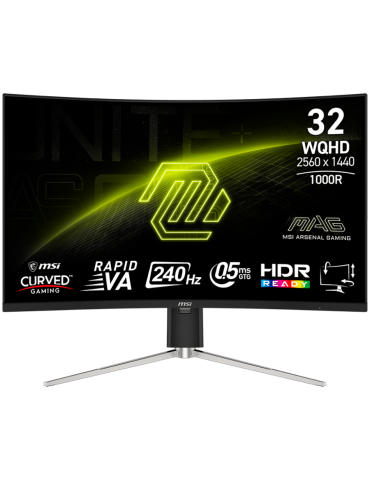 Монитор MSI MAG 325CQRXF E2, 31.5" 240Hz, WQHD (2560x1440) 16:9, Rapid VA, 0.5ms, 300nits, 3500:1, 178/178, AMD FreeSync Premium, Adjustable Stand, DP, 2x HDMI, Type-C, Headphone out - MAG_325CQRXF_E2