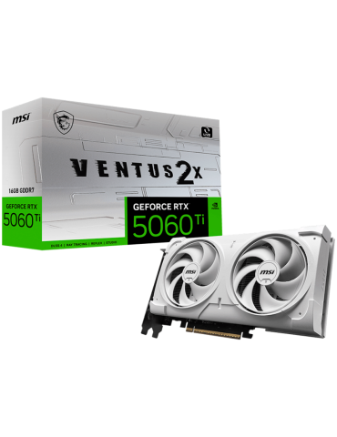 Видео карта MSI NVidia GeForce RTX 5060 Ti 16G VENTUS 2X WHITE PLUS, 16GB GDDR7, 128bit