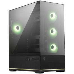 Кутия за компютър MSI MAG PANO 110R PZ, Project Zero, Mid-Tower, ATX/M-ATX/ITX, LED Button, ARGB Hub, 4x 120mm ARGB Fans, ARGB Fan Hub, Mesh Panel, Tempered Glass, Black