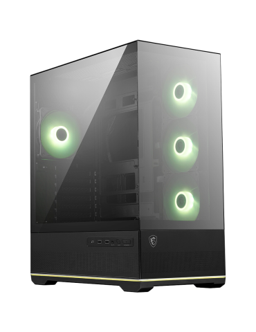 Кутия за компютър MSI MAG PANO 110R PZ, Project Zero, Mid-Tower, ATX/M-ATX/ITX, LED Button, ARGB Hub, 4x 120mm ARGB Fans, ARGB Fan Hub, Mesh Panel, Tempered Glass, Black