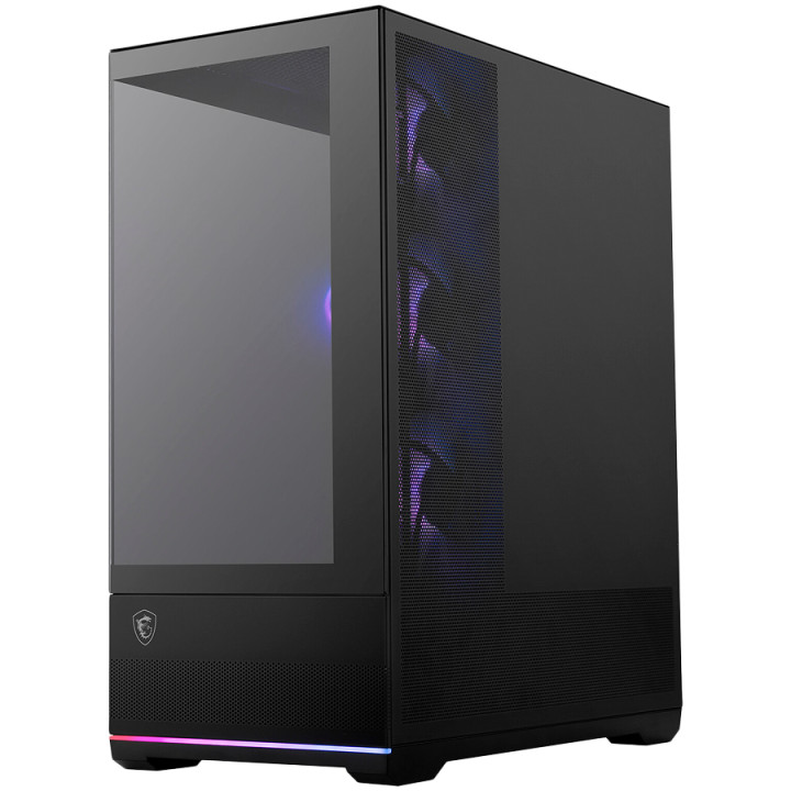 Кутия за компютър MSI MAG PANO 110R PZ, Project Zero, Mid-Tower, ATX/M-ATX/ITX, LED Button, ARGB Hub, 4x 120mm ARGB Fans, ARGB Fan Hub, Mesh Panel, Tempered Glass, Black