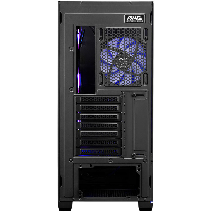 Кутия за компютър MSI MAG PANO 110R PZ, Project Zero, Mid-Tower, ATX/M-ATX/ITX, LED Button, ARGB Hub, 4x 120mm ARGB Fans, ARGB Fan Hub, Mesh Panel, Tempered Glass, Black