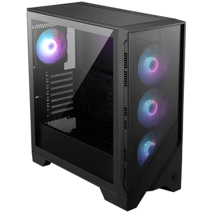 Кутия за компютър MSI MAG FORGE 321R AIRFLOW, Mid-Tower, ATX, LED Button, ARGB Hub, 4x 120mm ARGB Fans, Mesh Panel, Tempered Glass, Black